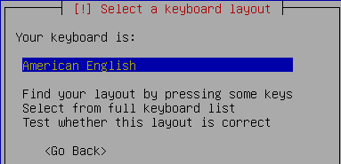 Ubuntu Keyboard Selection Screen